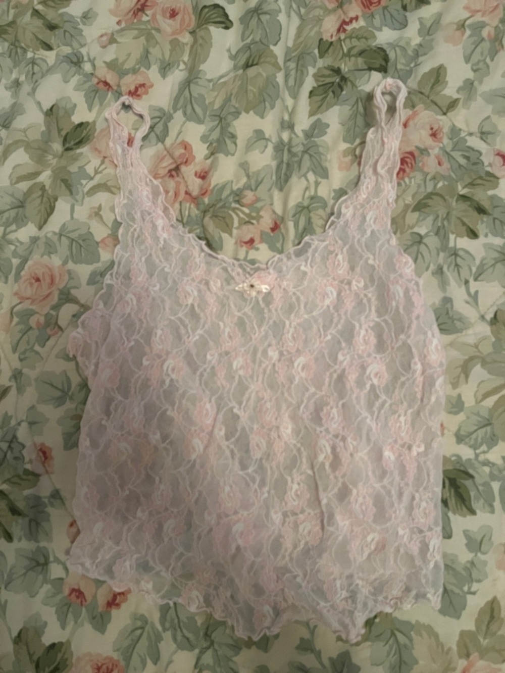 Delicate Lace Cami Tank Top - Light Pink